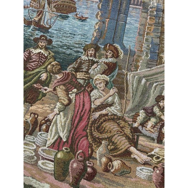 Vintage French Style Jacquard Port of Venice Tapestry in the style of Aubusson, 1970s For Sale - Image 13 of 18