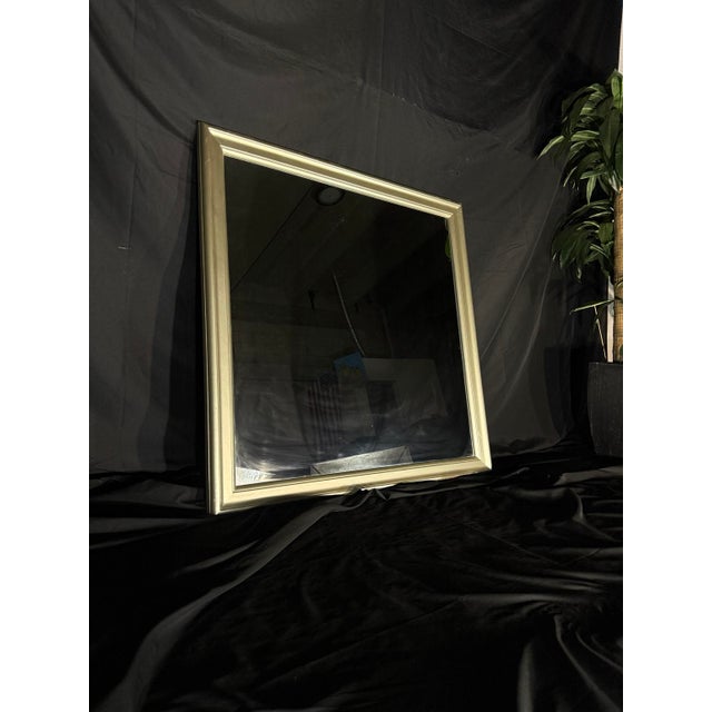 Contemporary Transitional Champagne Silver Square Wall Mirror For Sale - Image 3 of 4