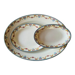 1920s English Bone China Oval Platters - Set of 3 For Sale