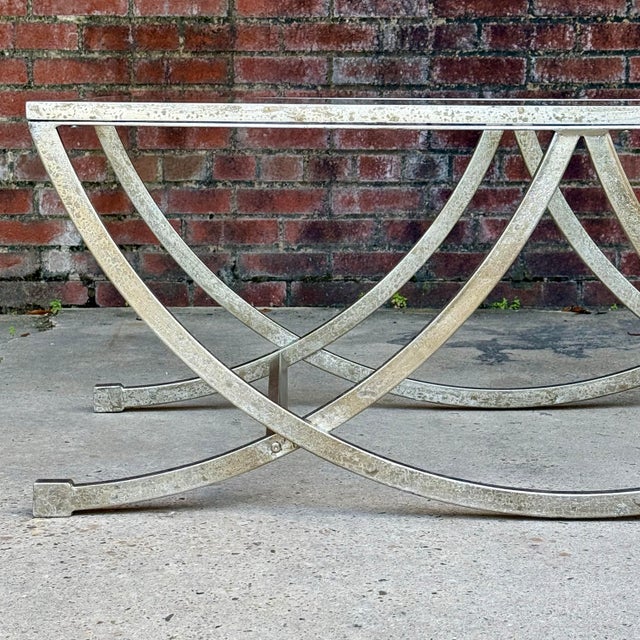 Metal Contemporary Hollywood Regency Silver Leafed Coffee Table - Uttermost Attributed For Sale - Image 7 of 16