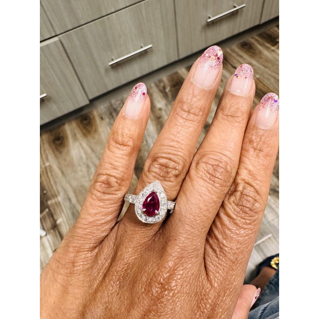 Roshe Jewels Ruby Ring With Diamonds in 18 Karat White Gold, Size 7 For Sale - Image 9 of 10