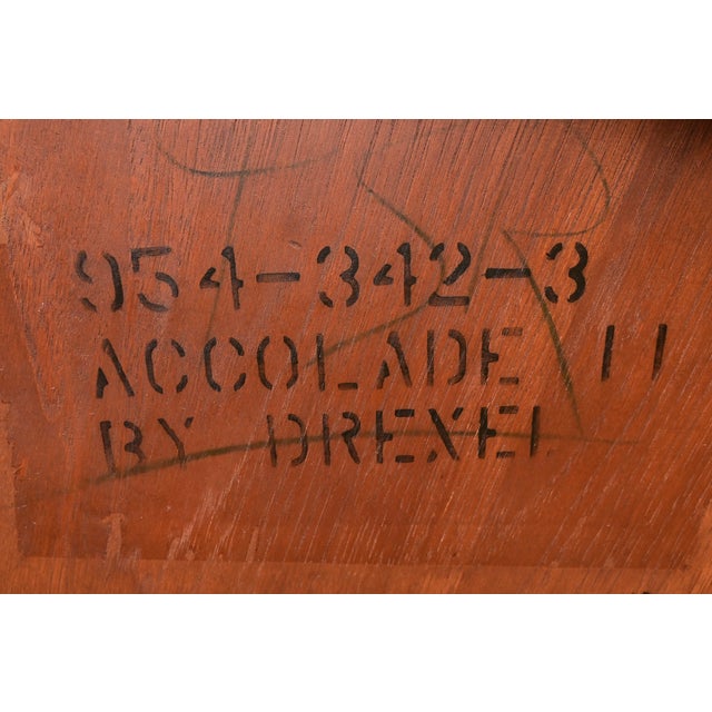 Drexel Heritage Mid-Century Hollywood Regency Campaign Walnut Extension Dining Table, Newly Refinished For Sale - Image 14 of 15