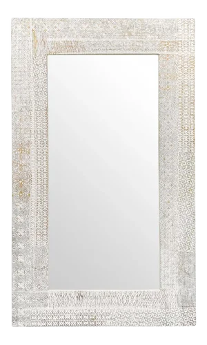 Vintage Large White Umbuka Carved Mirror