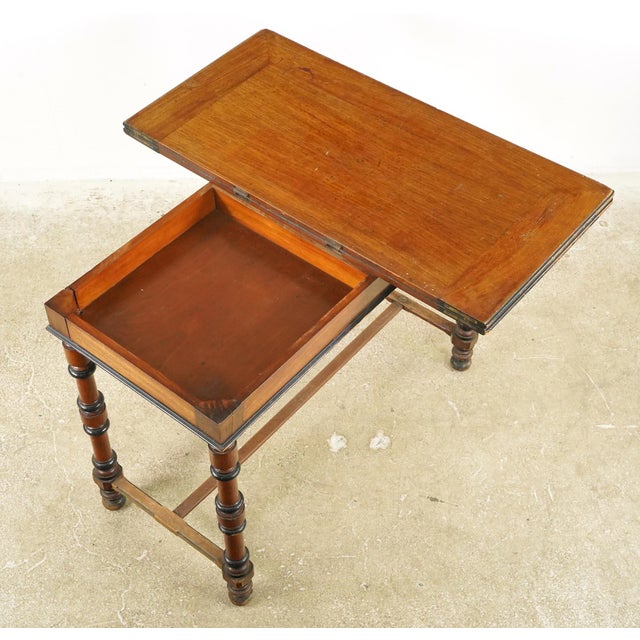 Mid 20th Century Vintage European Wooden Bridge Game Table For Sale - Image 5 of 13