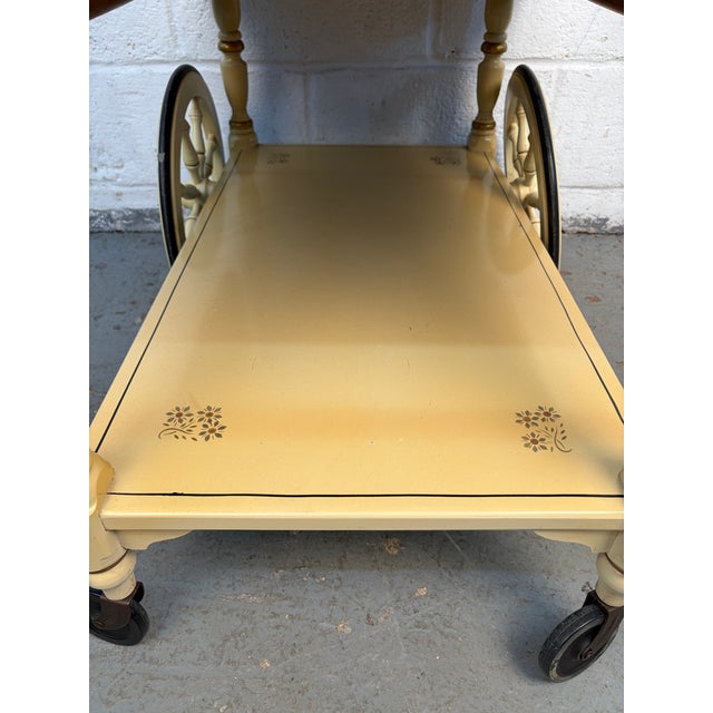 Brown Vintage Ethan Allen Stenciled Drop Leaf Tea Cart For Sale - Image 8 of 18