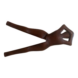 Vintage Hand-Carved Wood Figural Nut Opener (Reclining Woman) For Sale