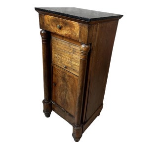 Empire Marble Wooden Bedside Table For Sale