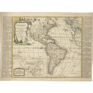 Map of the Americas with Exploration Tracks and Nice Cartouche, 1795 For Sale