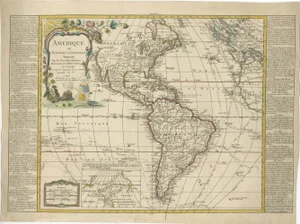 Map of the Americas with Exploration Tracks and Nice Cartouche, 1795