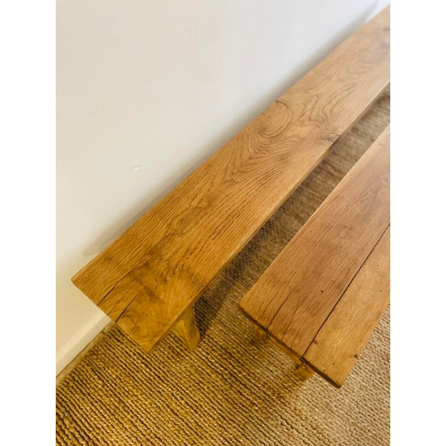 French Dining Table in Oak with Benches, Set of 3 For Sale - Image 15 of 18