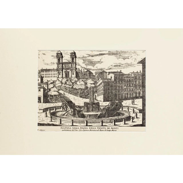 Fontana nella Piazza della Trinità de Monti - Etching - Early 20th-Century For Sale - Image 3 of 3