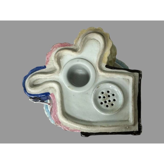 Blue Antique Staffordshire Porcelain Figural Inkwell of a Grandmother With Children For Sale - Image 8 of 12