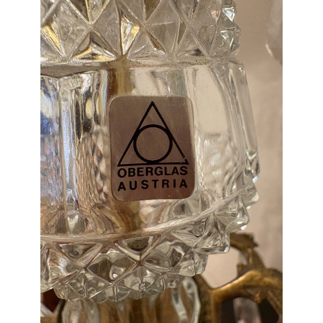 Transparent Hollywood Regency Hand Stamped Austrian Lamps Wifh Fortuny Fabric Lamp Shades, a Pair For Sale - Image 8 of 9