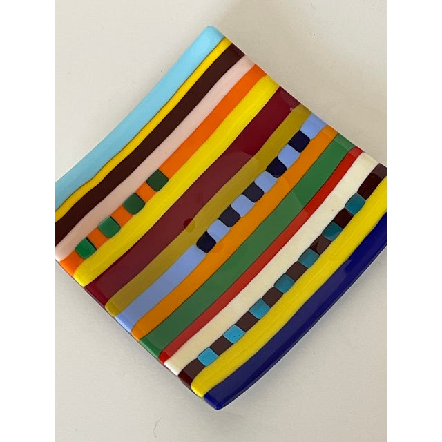 Modern 1970s Murano Glass Multicolor Glass Plate For Sale - Image 3 of 3