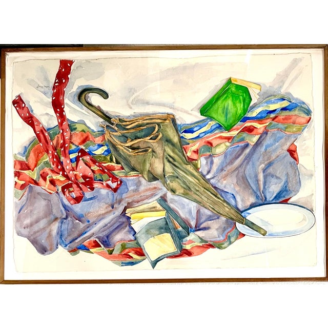 Polly Kraft, American Woman Artist Society Doyenne Polly Kraft Large Watercolor Painting, 1984 For Sale - Image 12 of 14