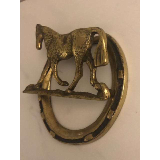 English Vintage Horse Equestrian Brass Door Knocker From England For Sale - Image 3 of 6