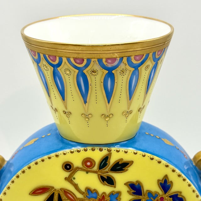 Ceramic Antique Limoges Porcelain Chinoiserie Moon Flask Vase, 1800s For Sale - Image 7 of 18