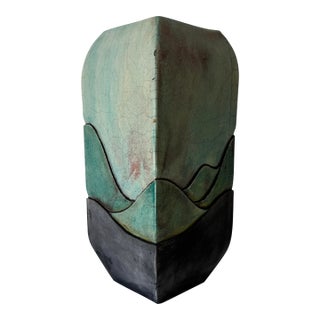 Vintage Studio Pottery Geometric Vase – Signed For Sale