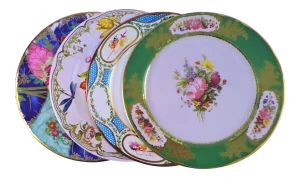 Enamaled Tin English Plates - Set of 4