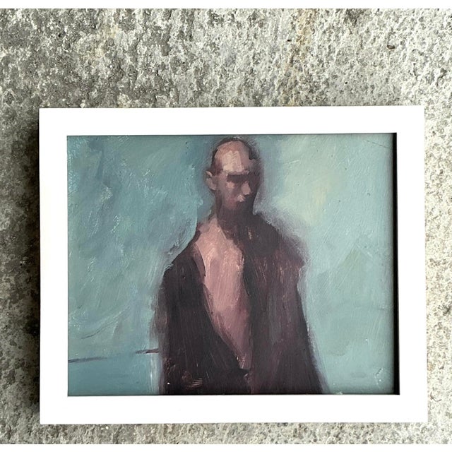 Vintage Boho Original Abstract Figural Oil Painting on Board For Sale - Image 4 of 12