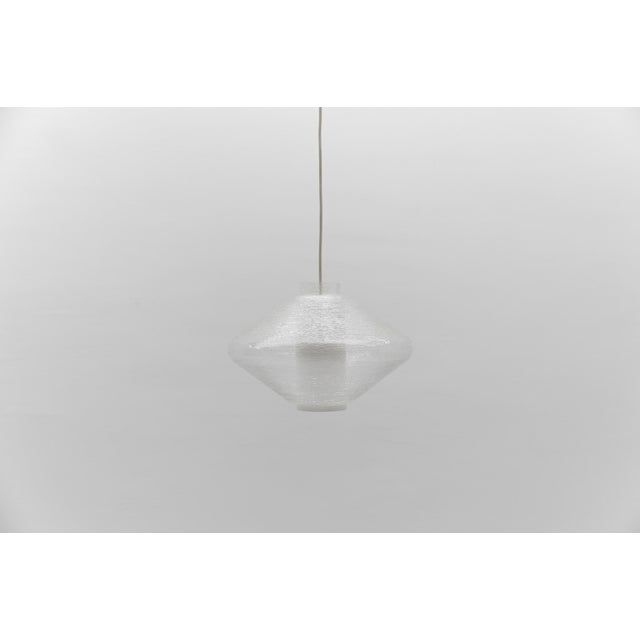Glass Pendant Light in Opal and Textured Glass, 1960s For Sale - Image 7 of 12