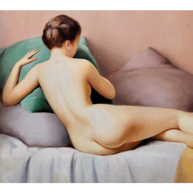 Robert Duflos -Reclined Nude Female -1930s French Oil Painting For Sale - Image 4 of 11