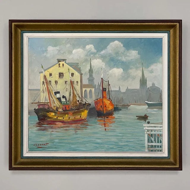 Framed Mid-Century Modernist Oil Painting by Clebant For Sale - Image 13 of 13