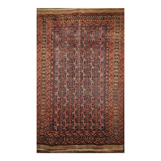 Vintage Baluch Tribal Area Rug in Allover Geometric Pattern in Navy Blue, Brown, Dark Red For Sale