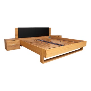 Flavo Bed with Bedside Tables in Brown and Black Wood from Hülsta For Sale