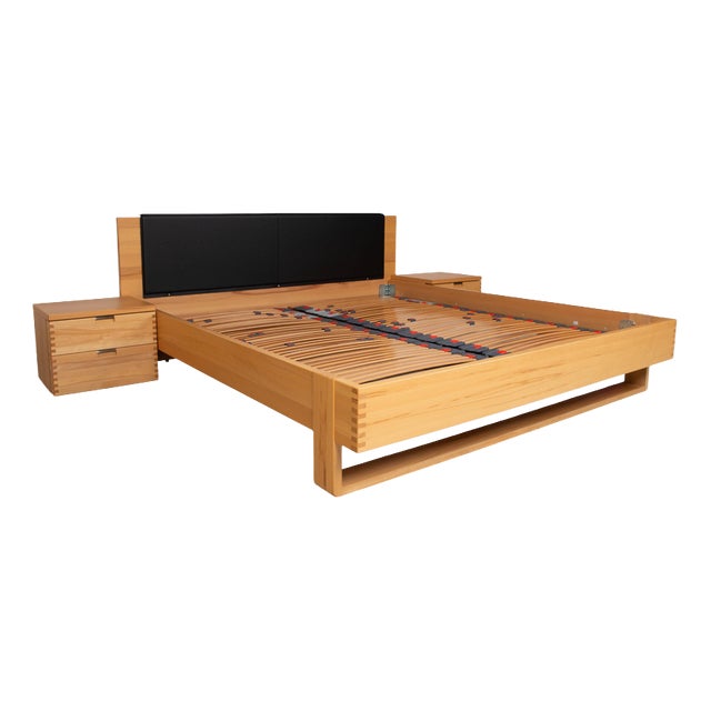 Flavo Bed with Bedside Tables in Brown and Black Wood from Hülsta For Sale