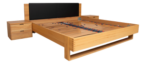 Flavo Bed with Bedside Tables in Brown and Black Wood from Hülsta
