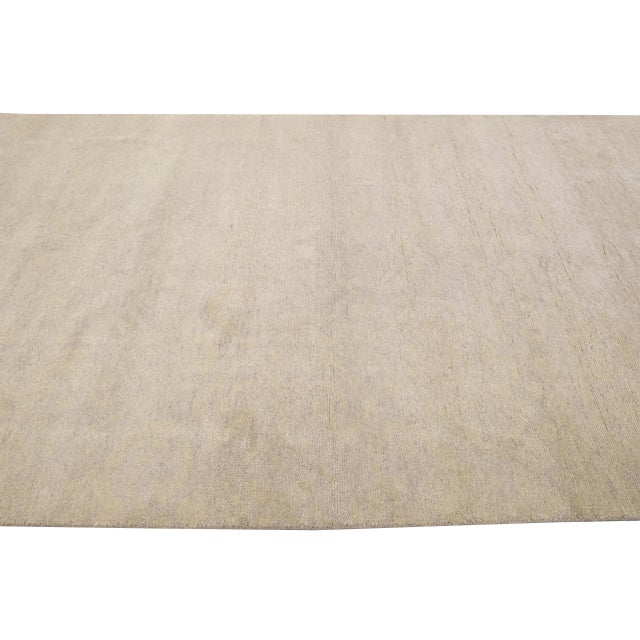 Modern Moroccan Style Handmade Seamless Beige Wool Rug For Sale In New York - Image 6 of 10