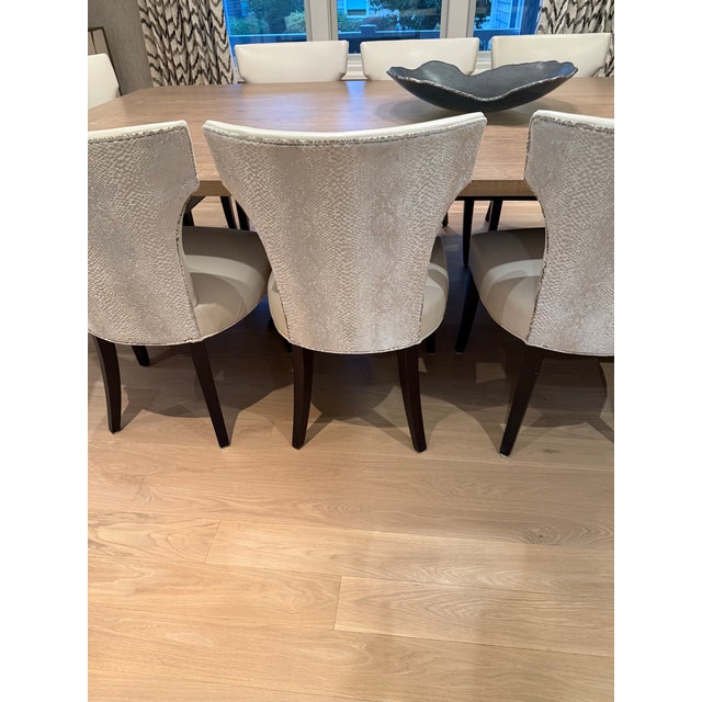 Wood Custom Designed Crate & Barrel Two-Tone Upholstered Dining Chairs – Set of 10 For Sale - Image 7 of 17