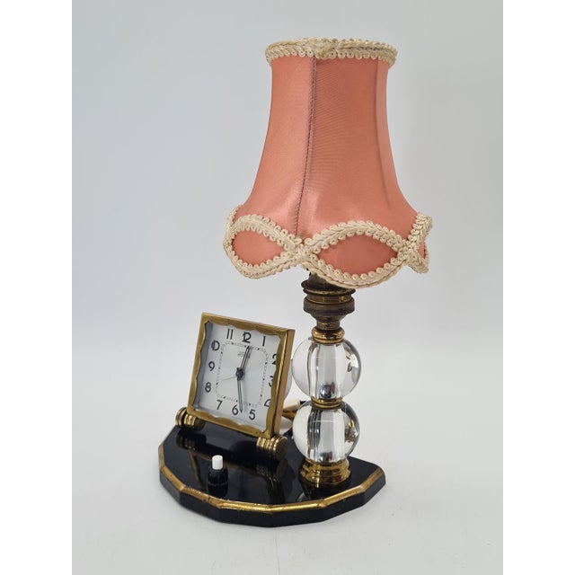 Art Deco French Table Lamp with Clock from Ideal France, 1930s For Sale - Image 3 of 13