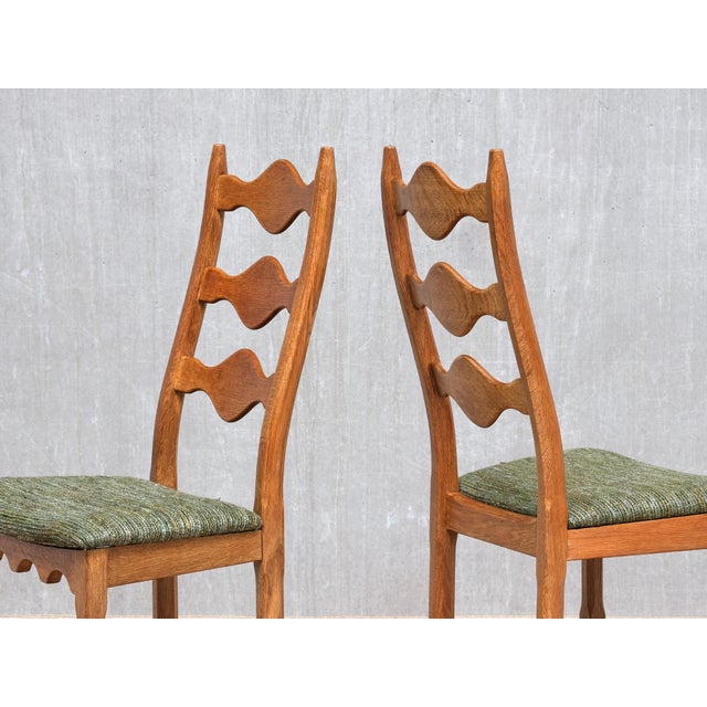 Dining Chairs in Oak and Pierre Frey Tweed from Henning Kjærnulf, 1960s, Set of 6 For Sale - Image 13 of 17