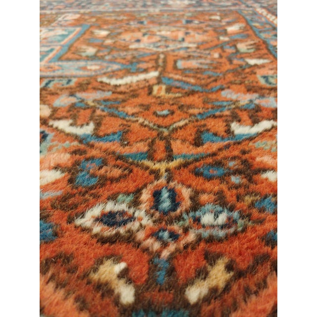 Vintage Persian Karaja Rug, Handmade Wool Oriental Rug, Rust, Ivory, Light Blue For Sale - Image 10 of 18