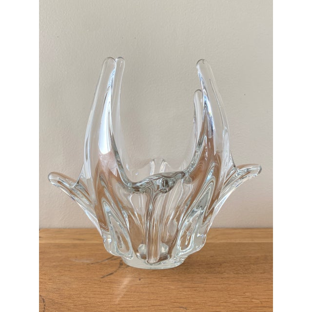 Adorable translucent crystal fruit bowl or centerpiece. French work, circa 1960. Very good overall condition, some minor...