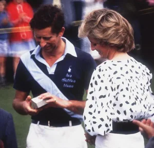 "Polo Prince and Princess Diana" by Slim Aarons 30x30 C-Print
