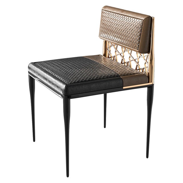 "Serenata" Chair, With Bronze, Stainless Steel, Tailor Made Leather For Sale In Los Angeles - Image 6 of 10