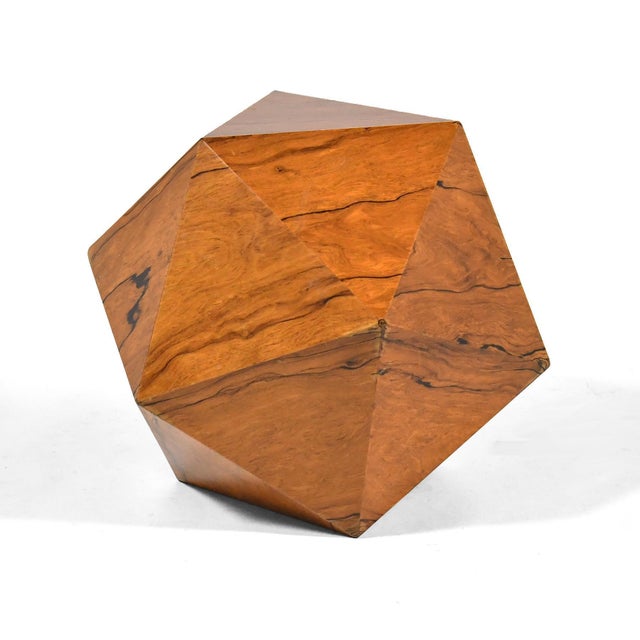 A stunning geometric form clad in rich rosewood, this deltahedron-shaped side table has a lovely small scale, sculptural...