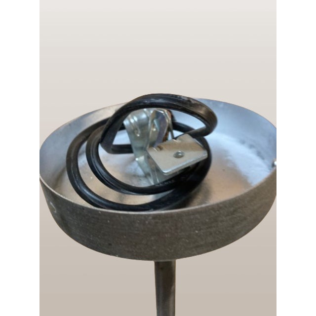 Silver Opaline Glass Pendant Lamp for Kitchen Counter Upcycled from Vintage Glass Shade, 1960 For Sale - Image 8 of 16