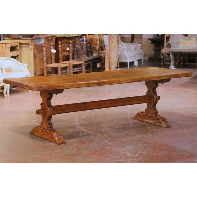 This exceptional antique French refectory farm table was crafted from old-growth oak and chestnut timbers sourced from the...