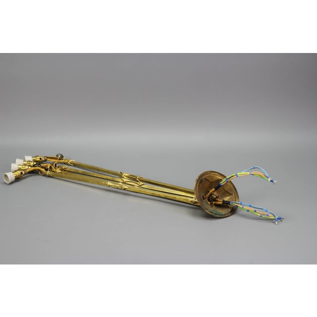 Art Deco Enameled Glass Four-Light Pendant Chandelier from Loys Lucha, 1930s For Sale - Image 18 of 18