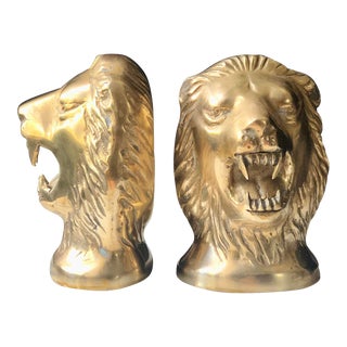 20th Century Figural Roaring Lions Bookends - a Pair For Sale