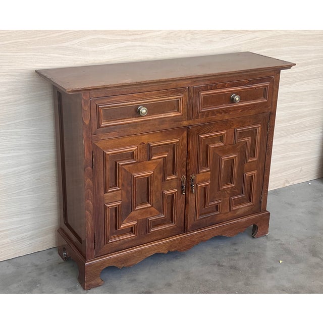 1920s Spanish Catalan Carved Walnut Chest of Drawers, Highboy or Console, 1920s For Sale - Image 5 of 10
