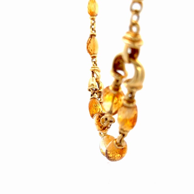 Orange Vintage Citrine Bead 18k Gold Two Strand Necklace For Sale - Image 8 of 10