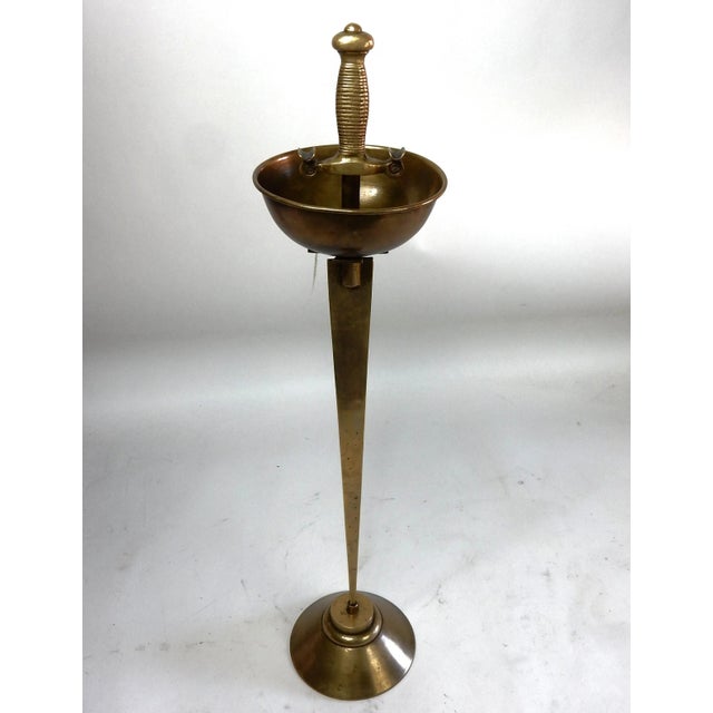 1940s Art Deco French Lounge Club Bronze Sword Ashtray Stand For Sale - Image 5 of 7