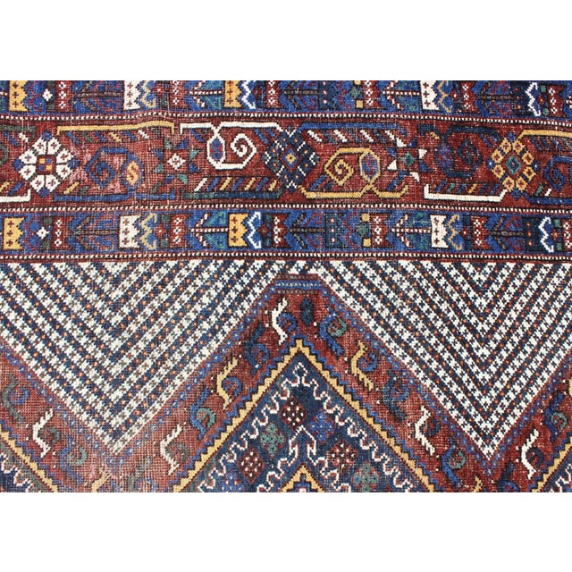 Tri-Medallion Antique Afshar Rug in Colorful Tones Brown and Gray Blue 5'0 X 6'1 For Sale - Image 10 of 12