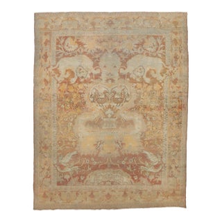 Antique Square Agra Pictorial Animal Rug rug no.j3883 For Sale