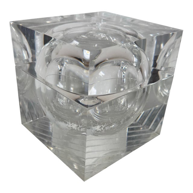 1970s Vintage Alessandro Albrizzi Swivel-Top Lucite Ice Bucket For Sale